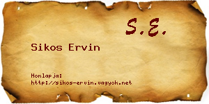 Sikos Ervin névjegykártya